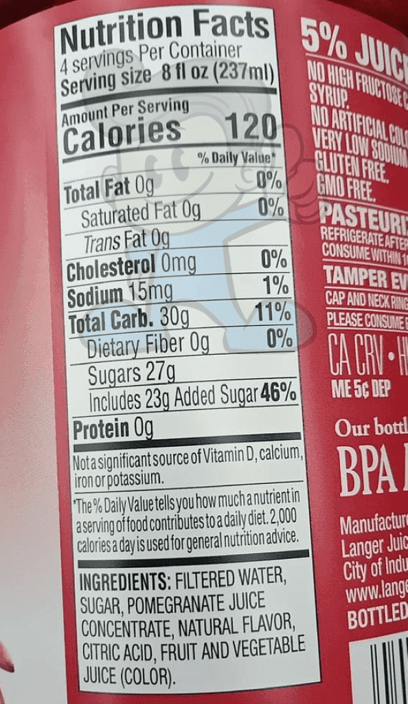 Langers Pomegranate Grape Drink From Concentrate (2 X 32Fl.oz.) Groceries