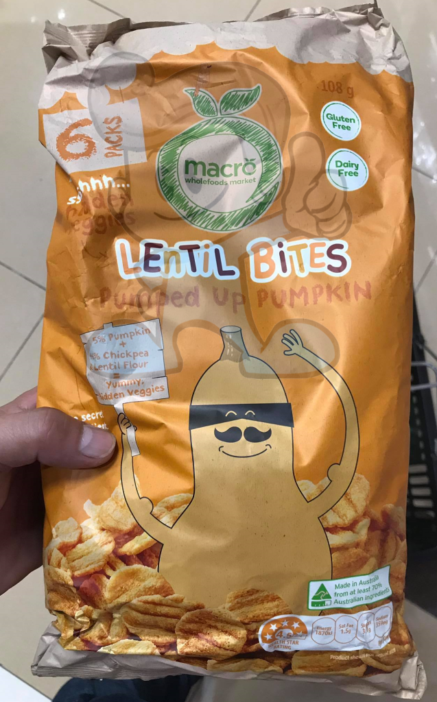 Macro Certified Organic Lentil Bites Pumped Up Pumpkin 6 Packs 108G Groceries