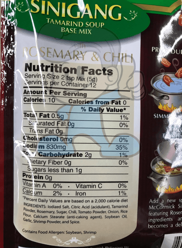 Mccormick Sinigang Tamarind Soup Base Mix With Rosemary Chili (6 X 60 G) Groceries