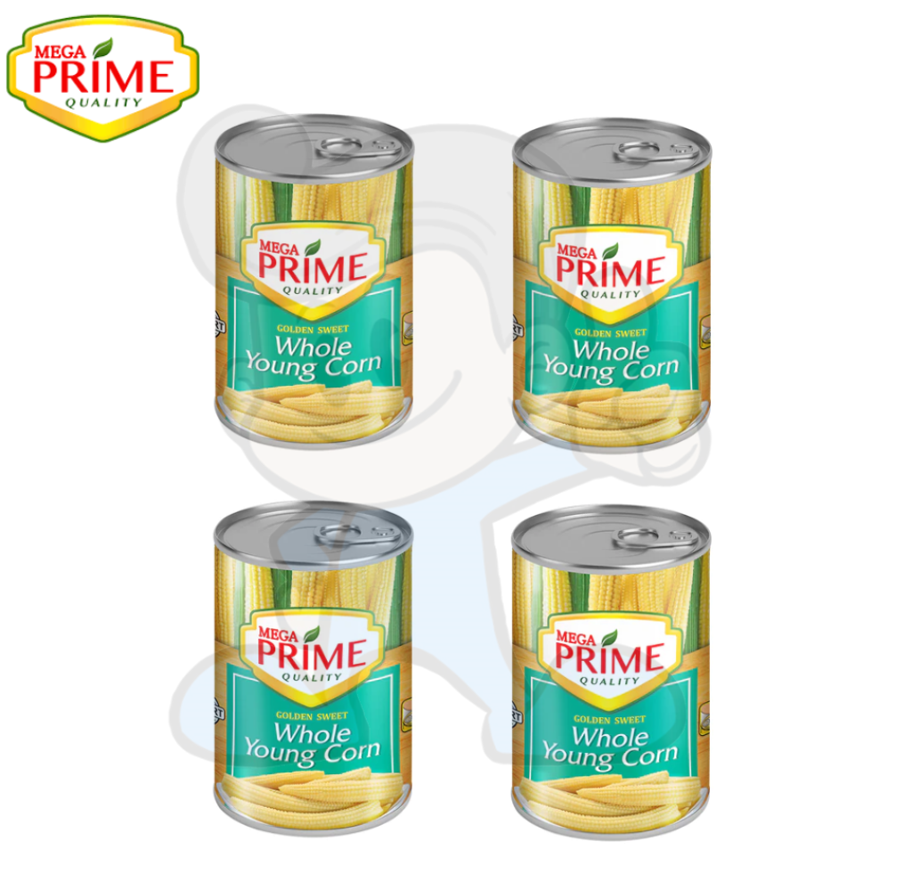 Mega Prime Whole Young Corn (4 X 425G) Groceries