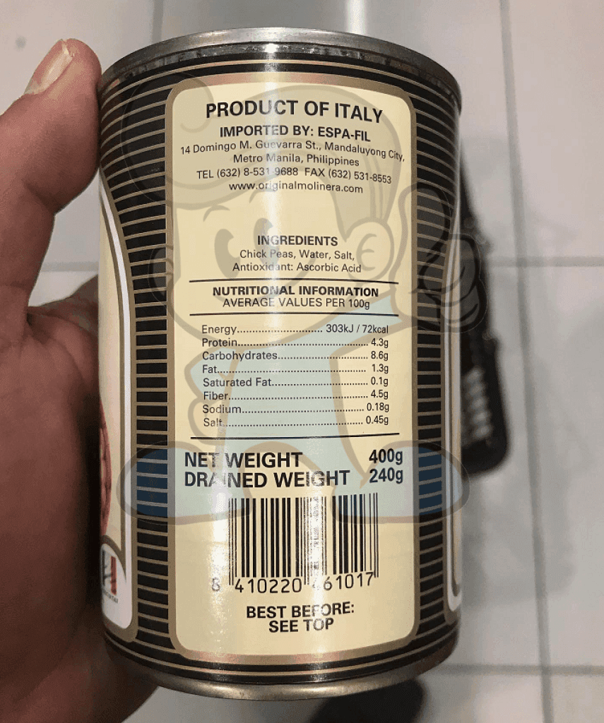 Molinera Natural Chickpeas (4 X 400G) Groceries
