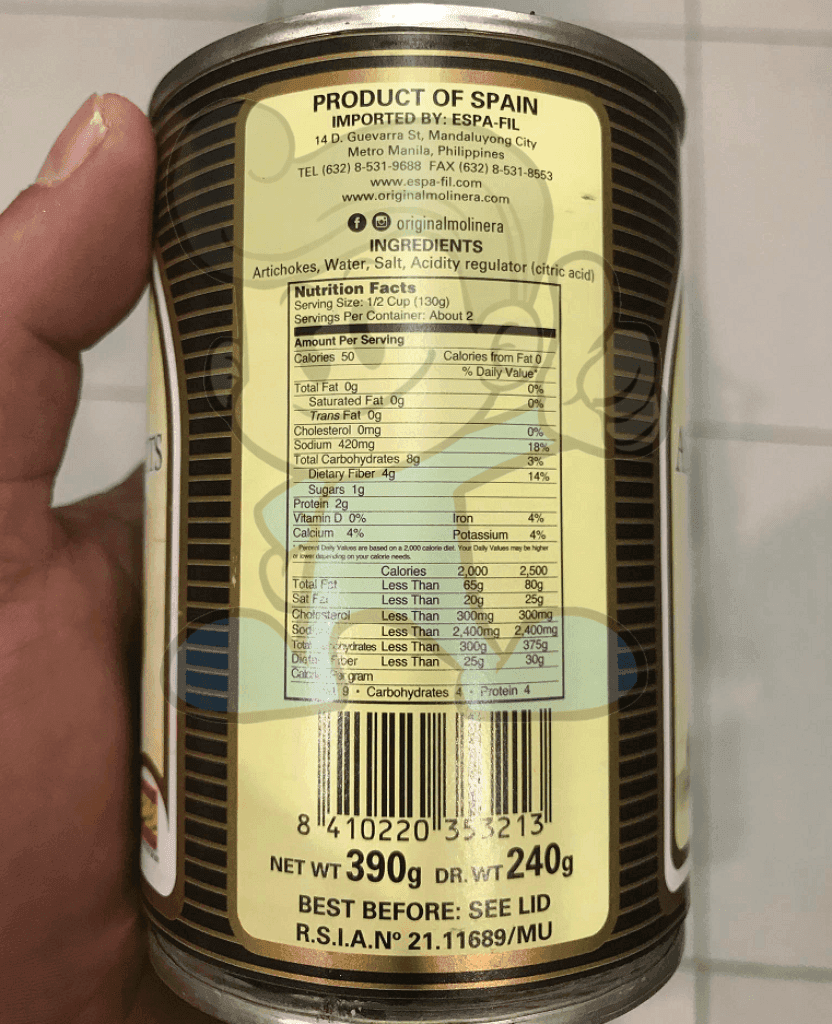 Molinera Whole Artichoke Hearts (2 X 390G) Groceries