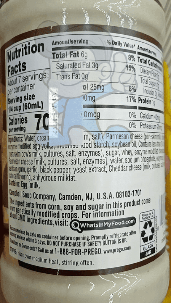 Prego Homestyle Alfredo Sauce Made With Fresh Cream 14.5 Oz Groceries