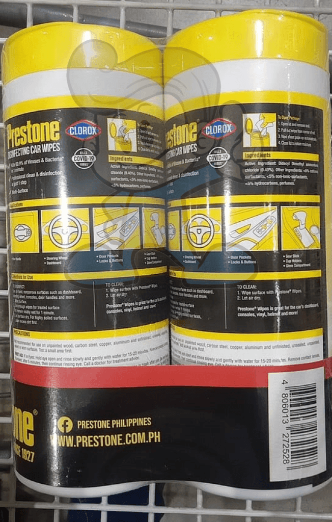 Prestone Disinfecting Car Wipes Clorox Fresh Scent (2 X 30S) Motors