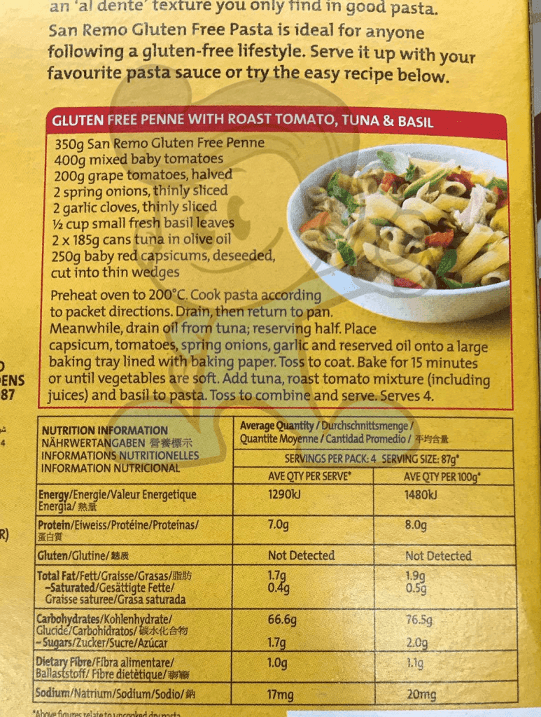 San Remo Gluten Free Original Penne (2 X 350 G) Groceries