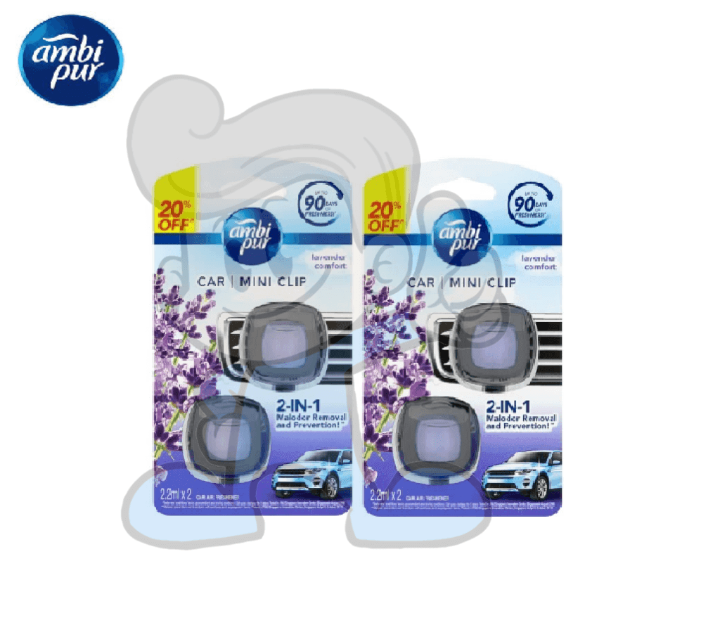 Ambi Pur Car Mini Clip Air Freshener Lavender Comfort (2 X 2S 2.2 Ml) Motors