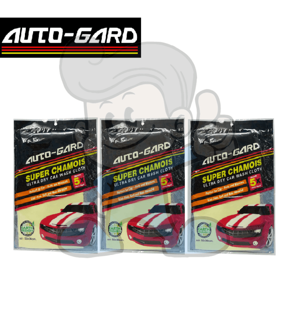 Auto-Gard Super Chamois Ultra Dry Car Wash Cloth Set Of 3 (55 X 36Cm) Motors