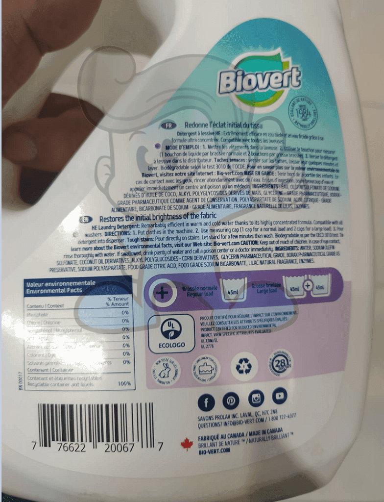 Biovert He Laundry Detergent Morning Dew 1.4L Household Supplies