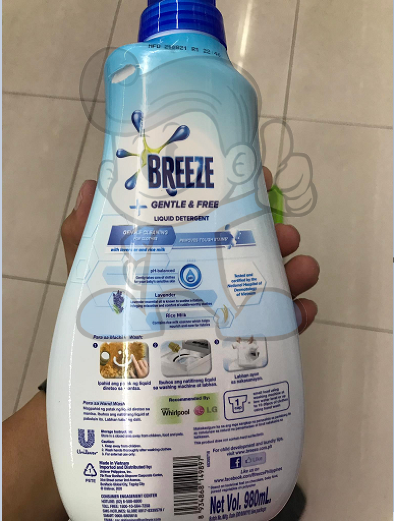 Breeze Gentle Free Liquid Detergent Bottle (2 X 980Ml) Household Supplies