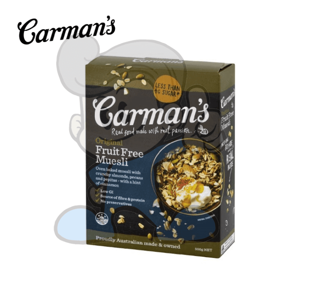 Carmans Original Fruit Free Muesli 500G Groceries