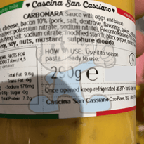 Cascina San Cassiano Carbonara Sauce 290G Groceries