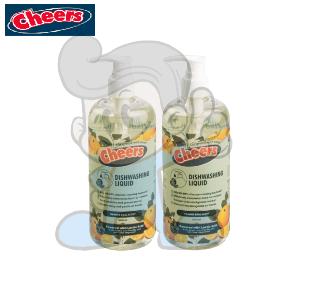 Cheers Dishwashing Liquid Sundazed Lemon Scent (2 X 500 Ml) Household Supplies