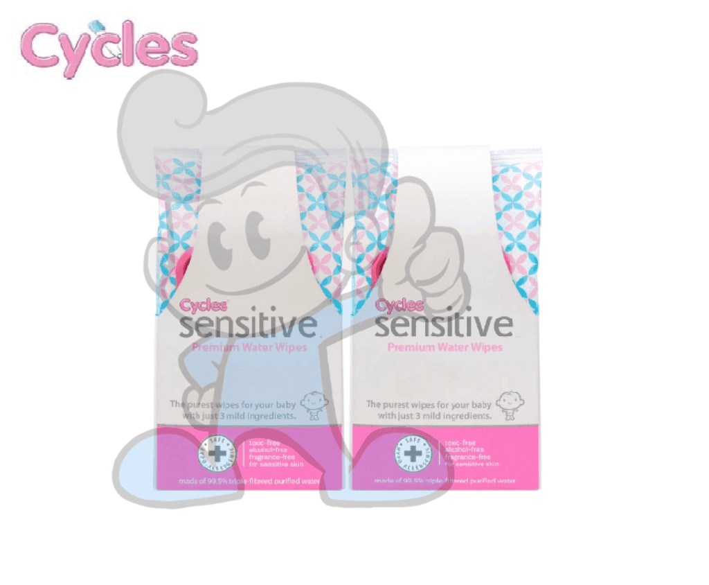 Cycles Sensitive Premium Water Wipes (2 X 80S) Mother & Baby