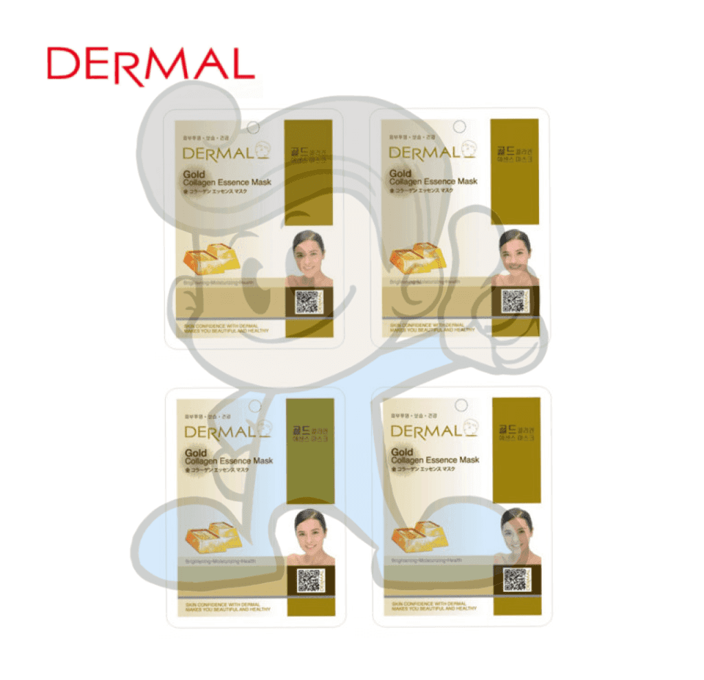 Dermal Korea Gold Collagen Essence Face Mask 4 Packs Beauty