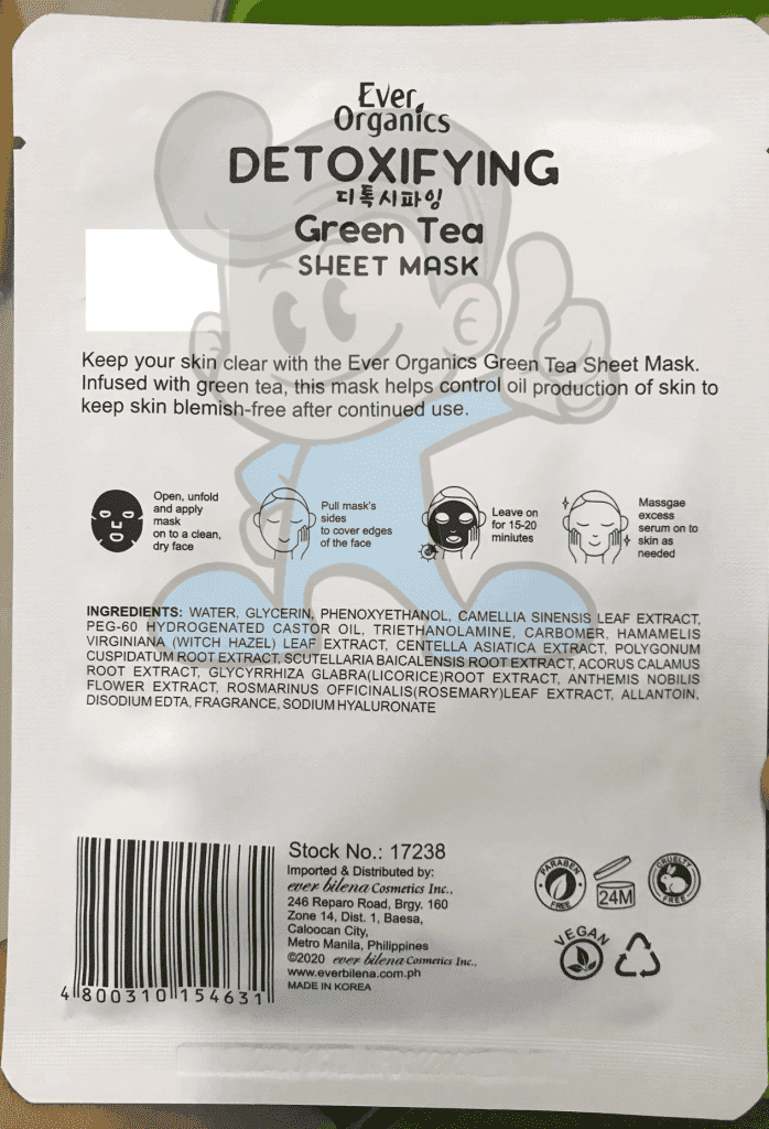 Ever Organics Detoxifying Green Tea Sheet Mask (6 X 21 G) Beauty