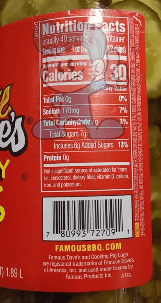 Famouse Dave&#39;s Signature Spicy Pickle Chips 1.89L Groceries