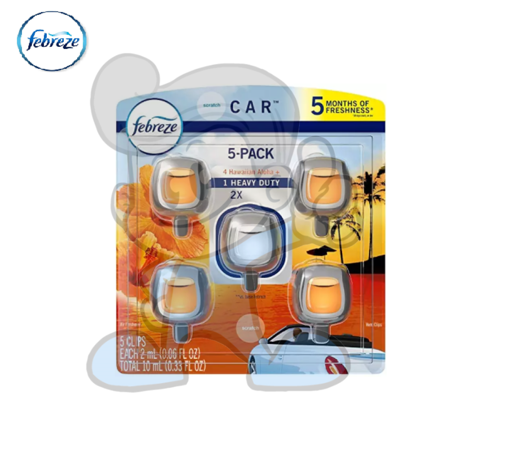 Febreze Hawaiian Aloha Scent Car Vent Clips 5 Pack 10Ml Motors