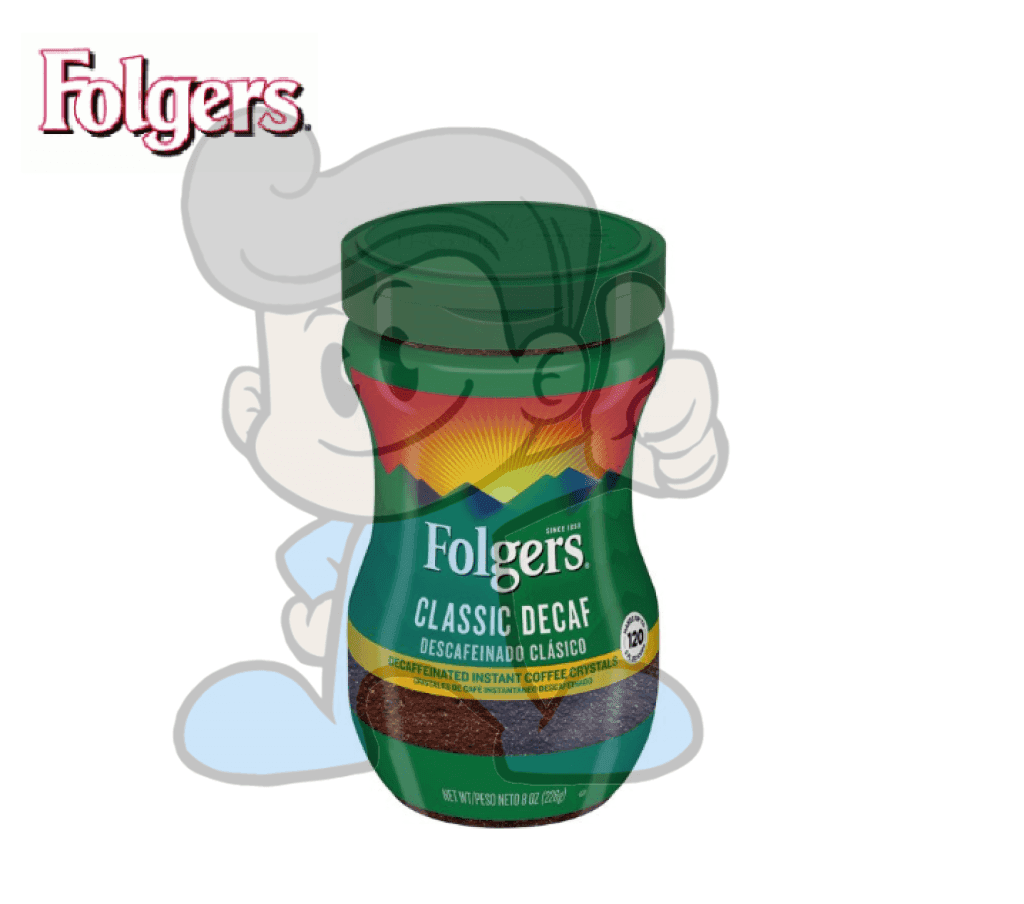 Folgers Classic Decaf Instant Coffee Crystals 226G Groceries