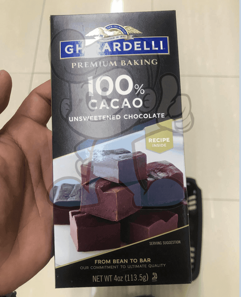 Ghirardelli Premium 100% Cacao Unsweetened Chocolate Baking Bar 4Oz. Groceries