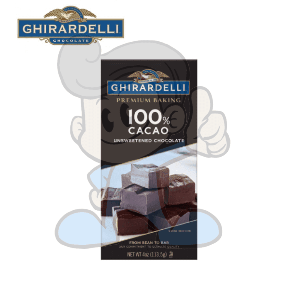 Ghirardelli Premium 100% Cacao Unsweetened Chocolate Baking Bar 4Oz. Groceries