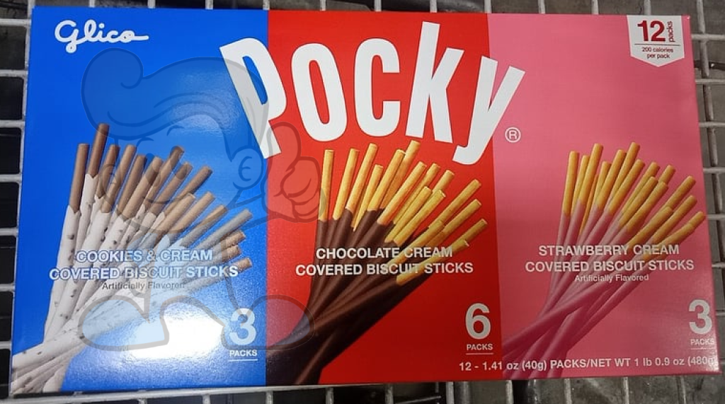 Glico Pocky Variety Pack Cookies & Cream Chocolate Strawberry Groceries