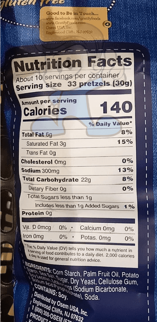 Gratify Pretzels Gluten Free Sea Salt Sticks 300G Groceries