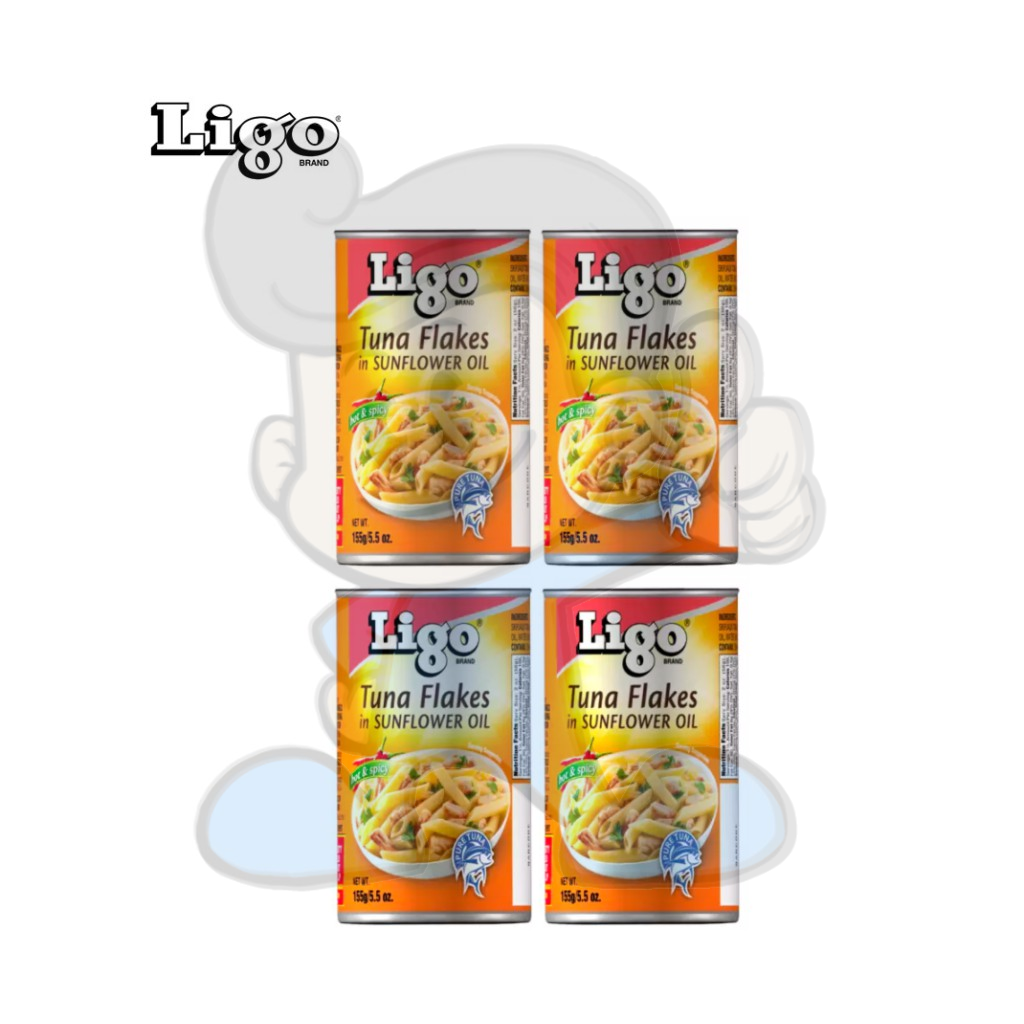 Ligo Hot & Spicy Tuna Flakes In Sunflower Oil (4 X 155G) Groceries