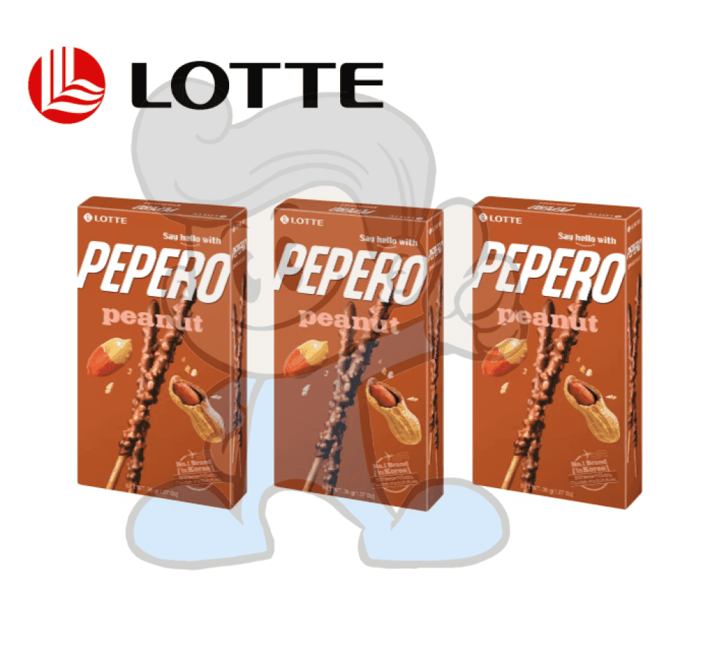 Lotte Pepero Peanut Biscuit Sticks (3 X 36G) Groceries