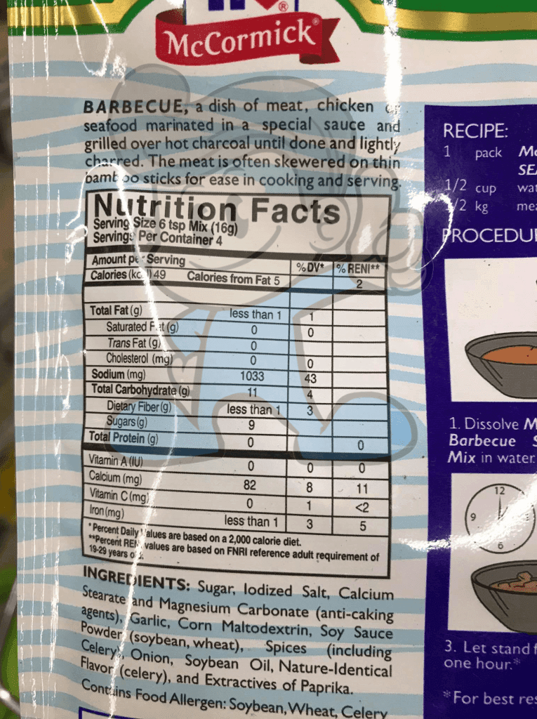Mccormick Barbecue Seasoning Mix Original Flavor (6 X 65 G) Groceries