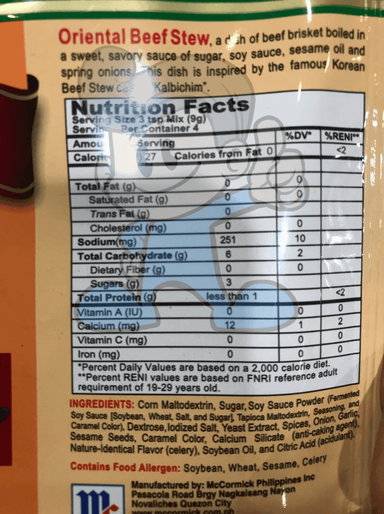 Mccormick Oriental Beef Stew Recipe Mix (6 X 37 G) Groceries