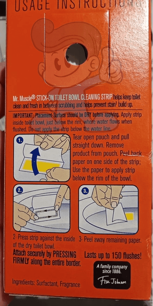 Mr. Muscle Stick On Toilet Bowl Cleaning Strip Citrus (4 X 30 G) Household Supplies