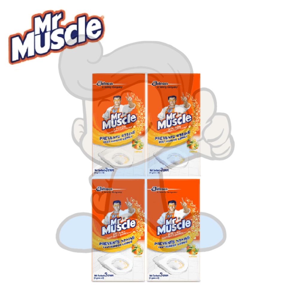 Mr. Muscle Stick On Toilet Bowl Cleaning Strip Citrus (4 X 30 G) Household Supplies