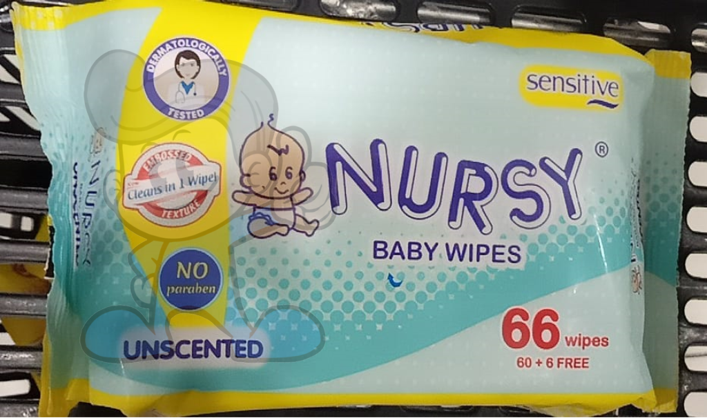 Nursy Sensitive Baby Wipes Unscented (2 X 66S) Mother &