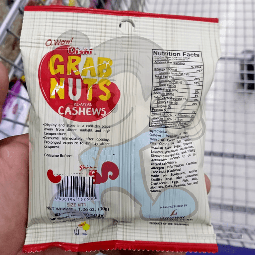 Oishi Grab Nuts Roasted Cashews (10 X 30G) Groceries