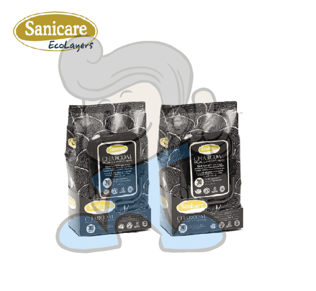 Sanicare Charcoal Facial Cleansing Wipes (2 X 30S) Beauty