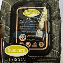 Sanicare Charcoal Facial Cleansing Wipes (2 X 30S) Beauty