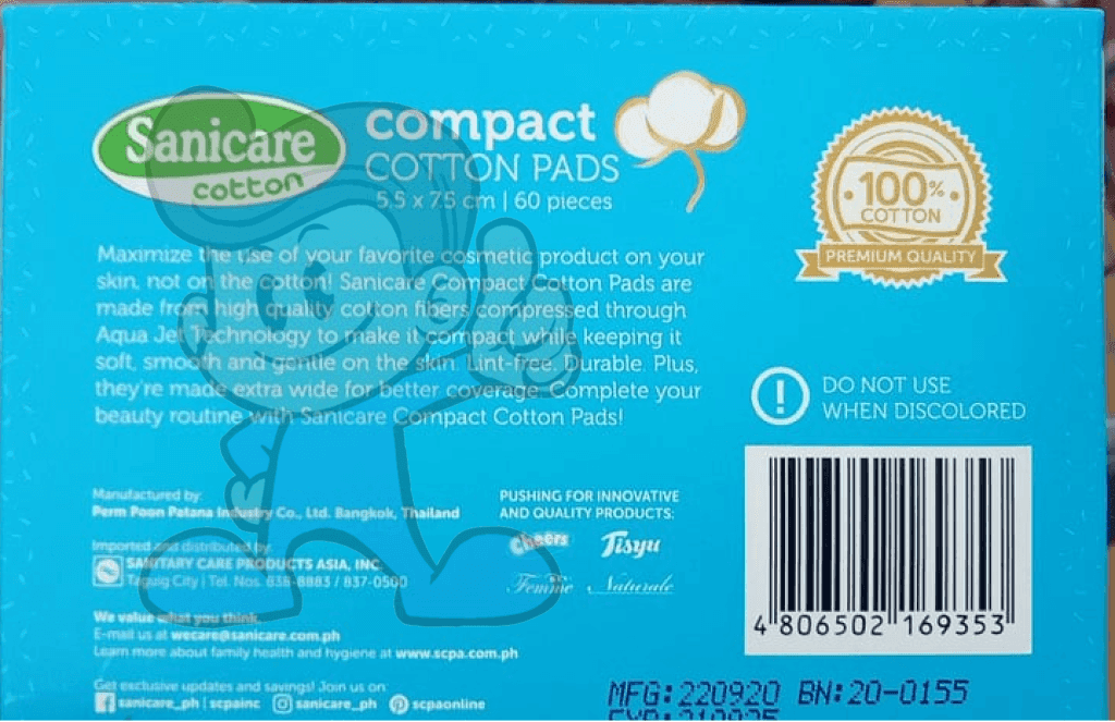 Sanicare Cotton Compact Pads (4 X 60S) Beauty