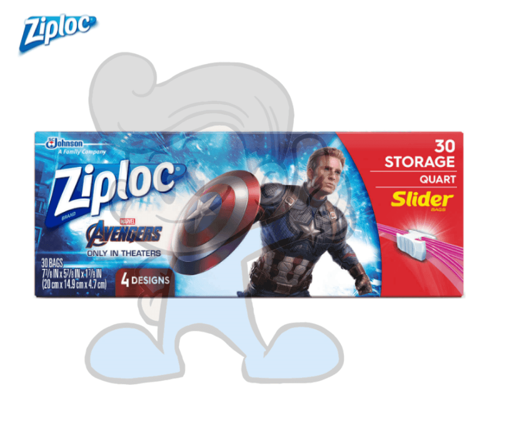 Scj Ziploc 30 Storage Quart Slider Bags With 4 Avengers Design Kitchen & Dining