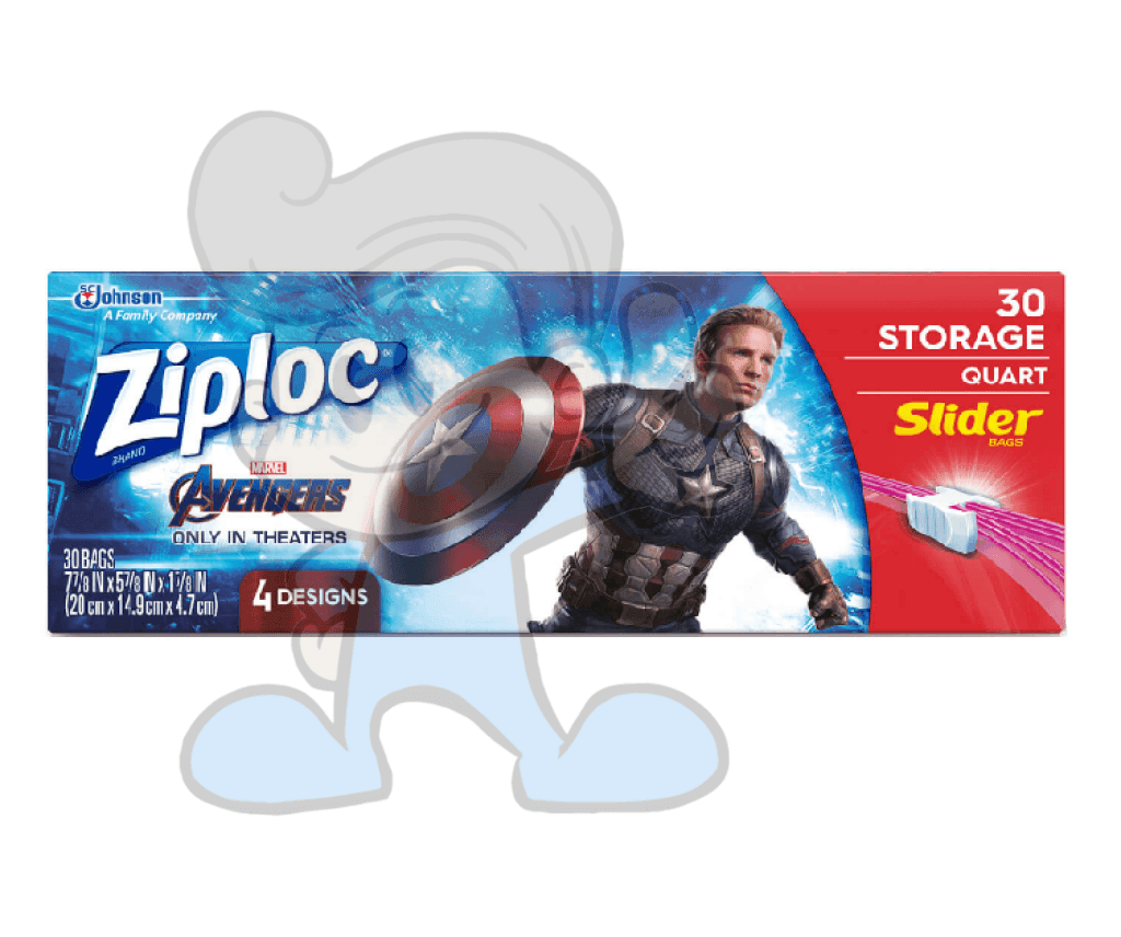 Scj Ziploc 30 Storage Quart Slider Bags With 4 Avengers Design Kitchen & Dining