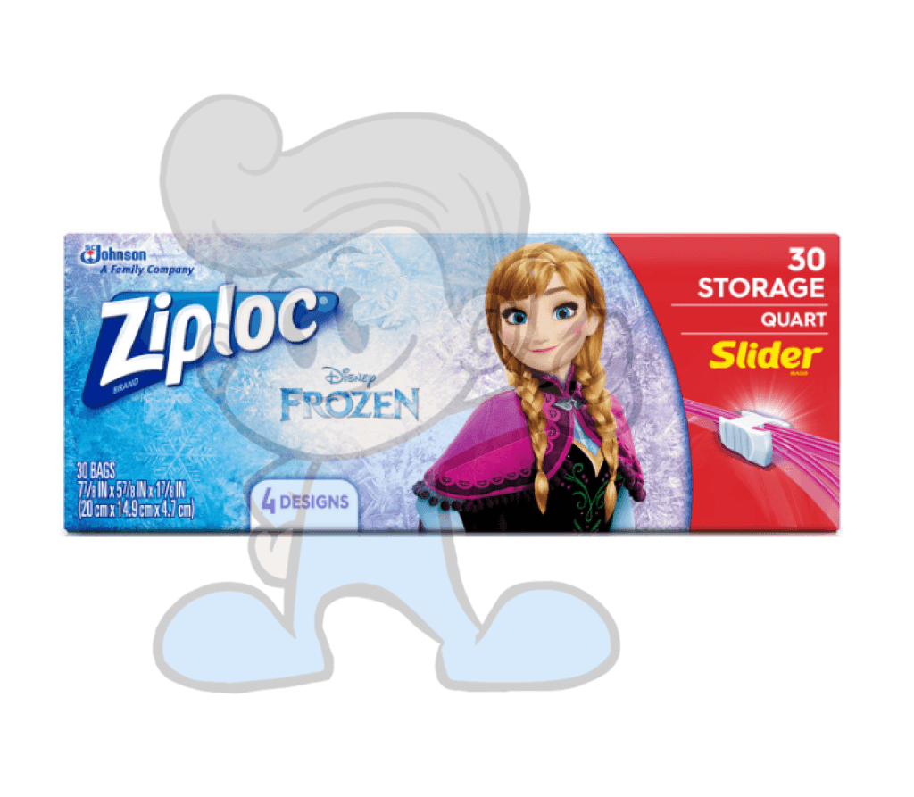 Scj Ziploc 30 Storage Quart Slider Bags With 4 Frozen Designs Kitchen & Dining