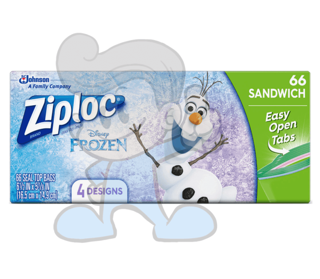 Scj Ziploc Seal Top Bags 66 Sandwich With 4 Frozen Designs Kitchen & Dining