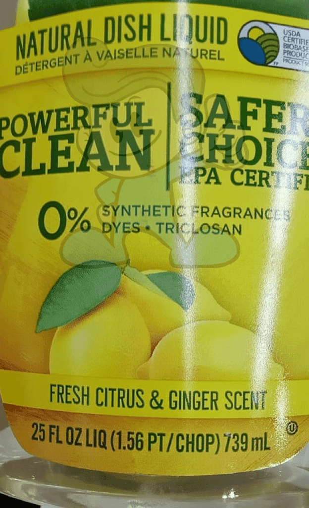 Seventh Generation Natural Dish Liquid Fresh Citrus And Ginger Scent 25 Oz. Household Supplies