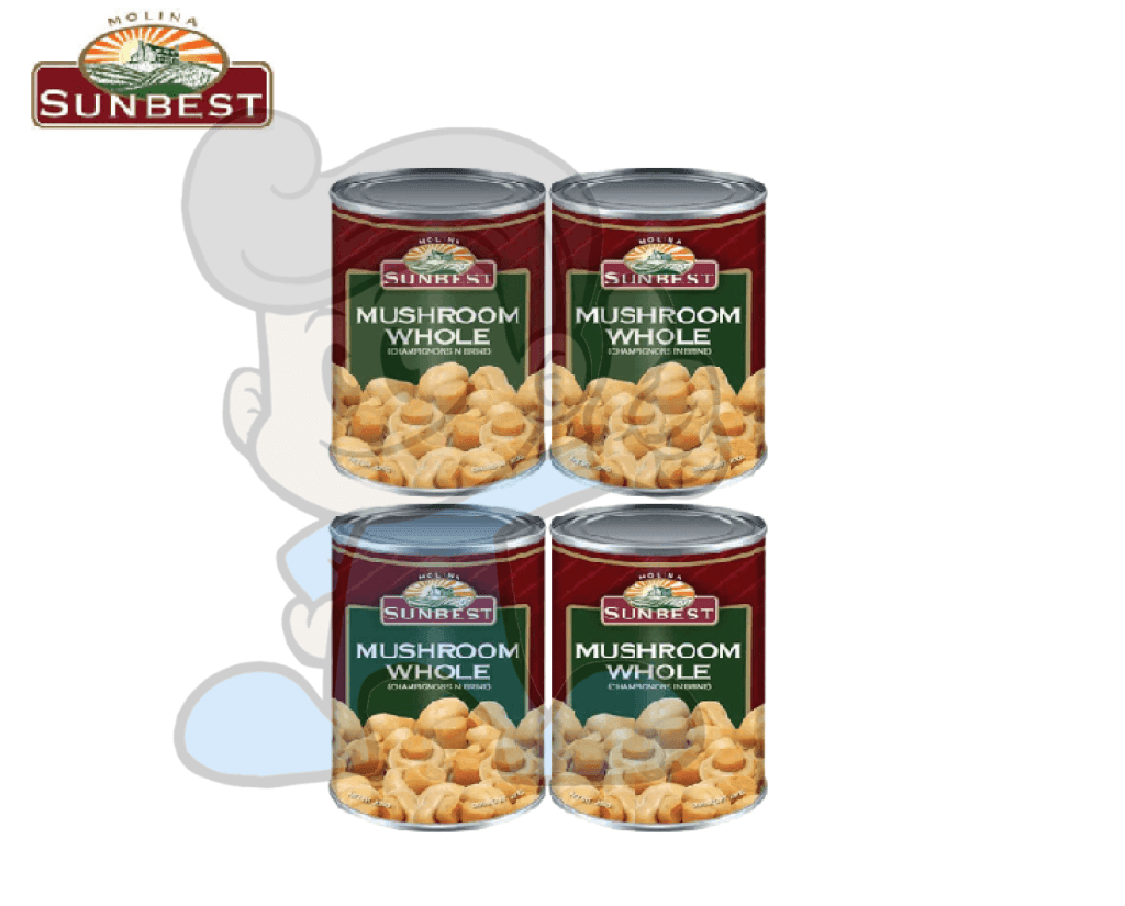 Sunbest Mushroom Whole Champignon In Brine (4 X 425 G) Groceries