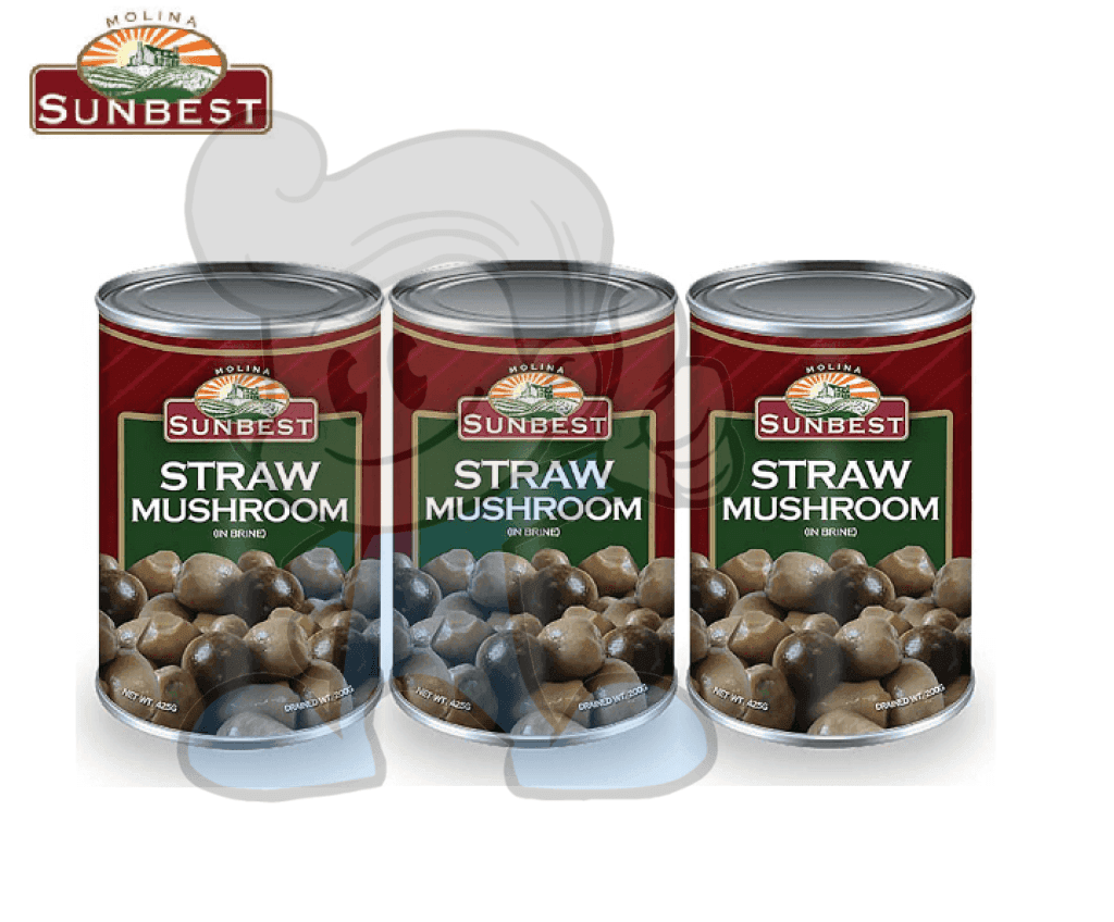 Sunbest Straw Mushroom In Brine (3 X 425 G) Groceries