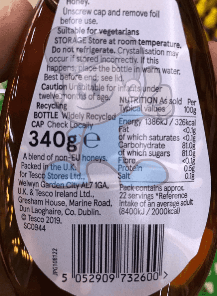 Tesco Clear Honey Natural Sweet 340G Groceries