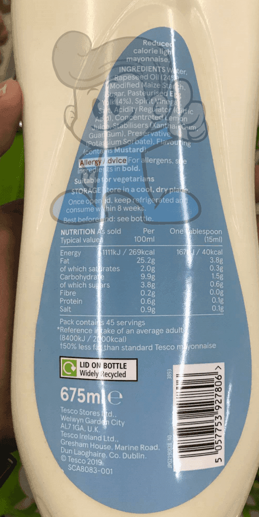 Tesco Light Mayonnaise (2 X 675 Ml) Groceries