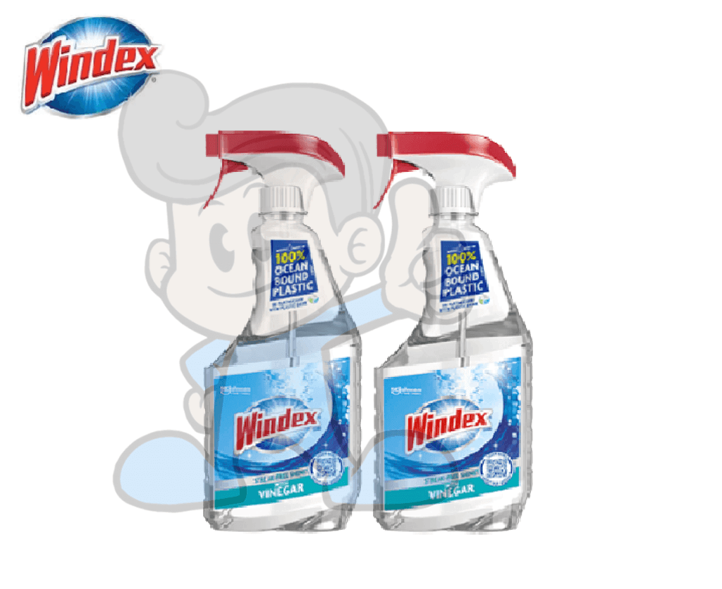 Windex Streak-Free Shine Glass Cleaner With Vinegar (2 X 680 Ml) Household Supplies