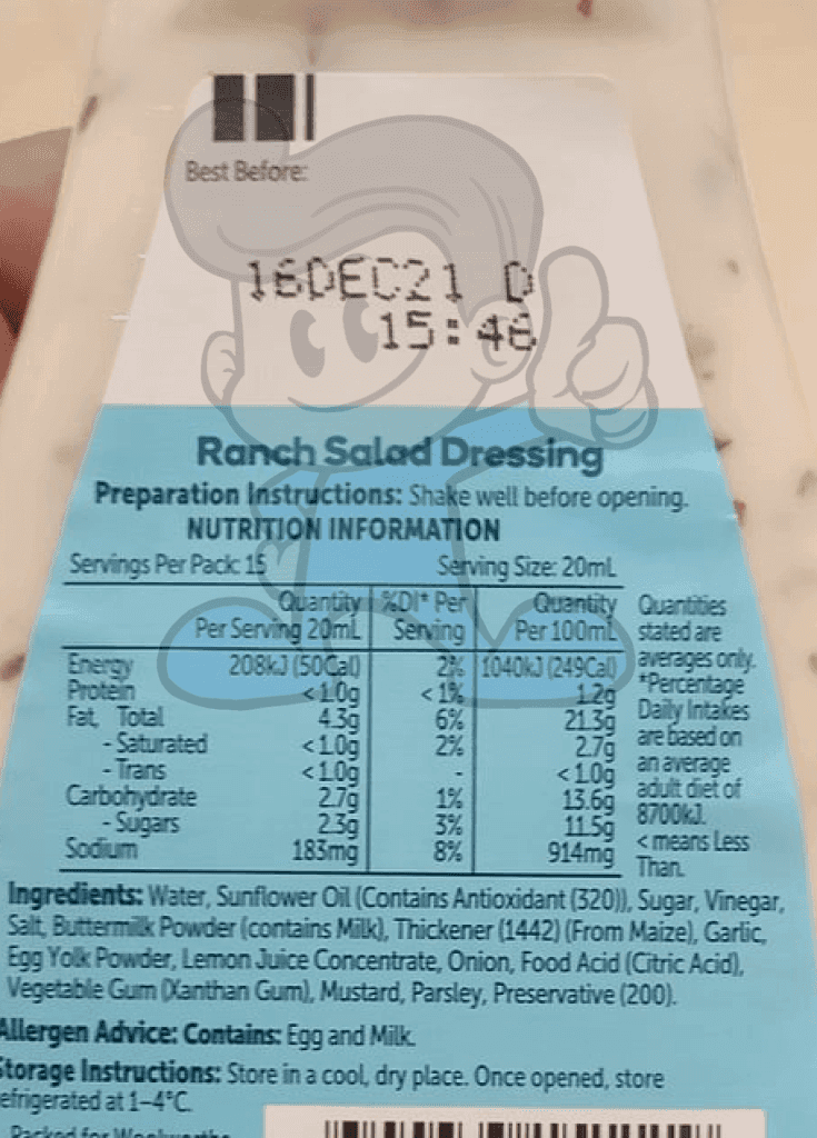 Woolworths Ranch Salad Dressing (2 X 300Ml) Groceries