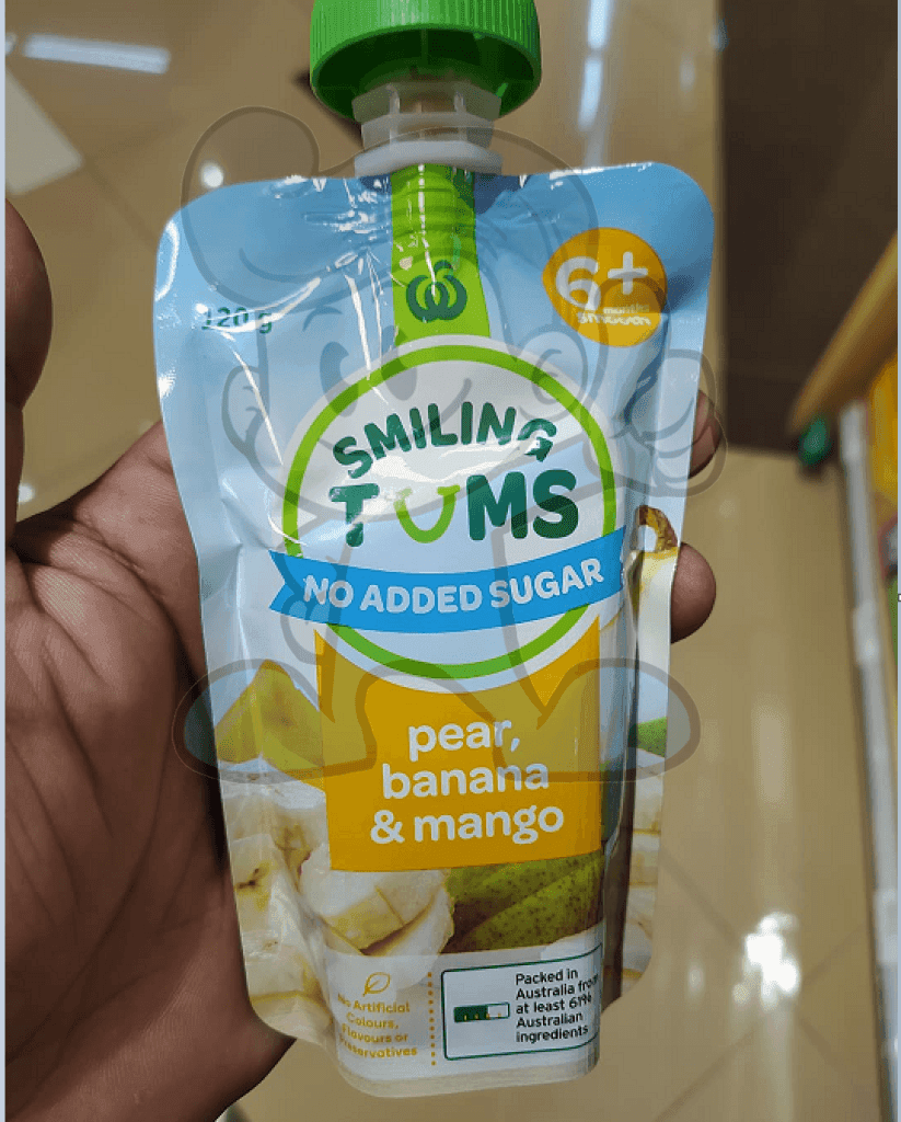 Woolworths Smiling Tums Baby Food Pear Banana And Mango (3 X 120G) Groceries