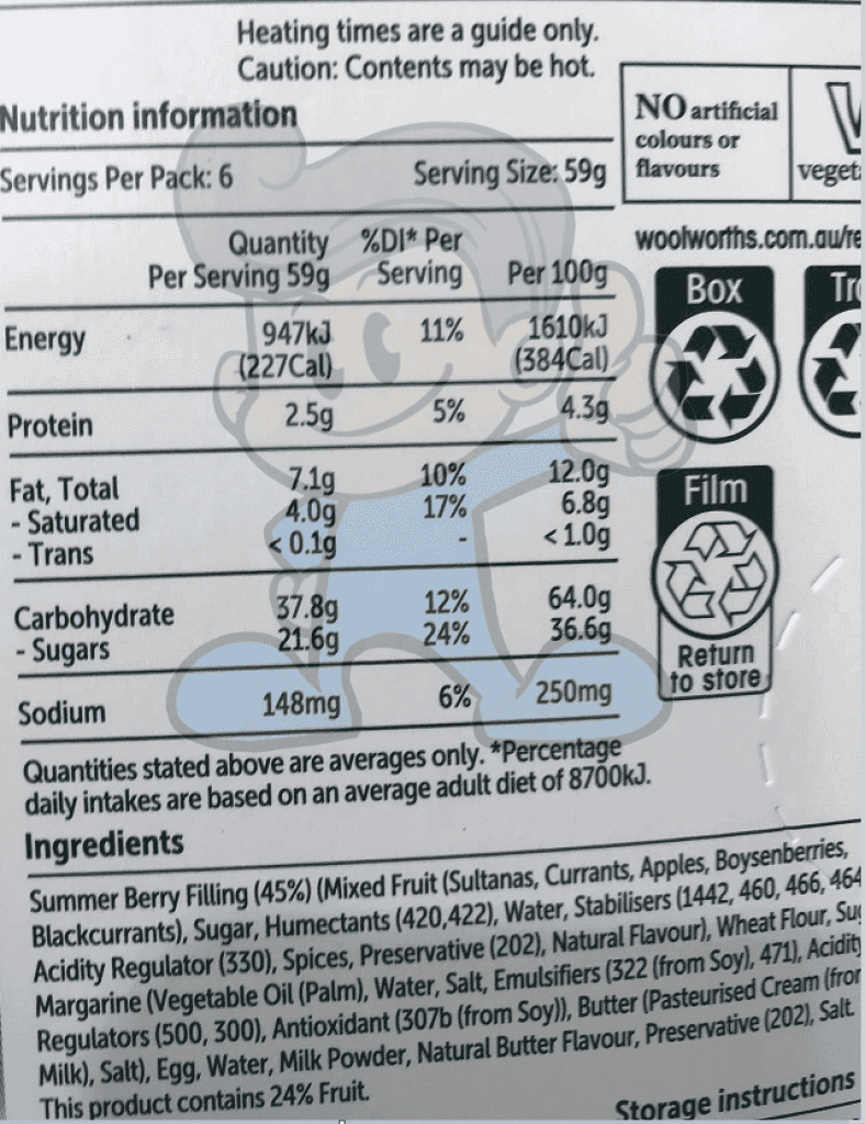 Woolworths Summer Berry Fruit Mince Pies 6 Pack 350G Groceries